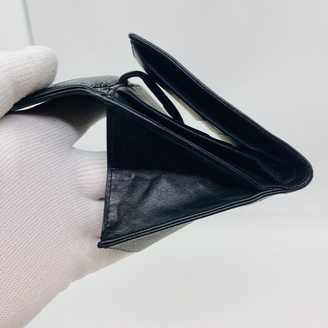 CHANEL ブラック レザー 二つ折り財布 291
