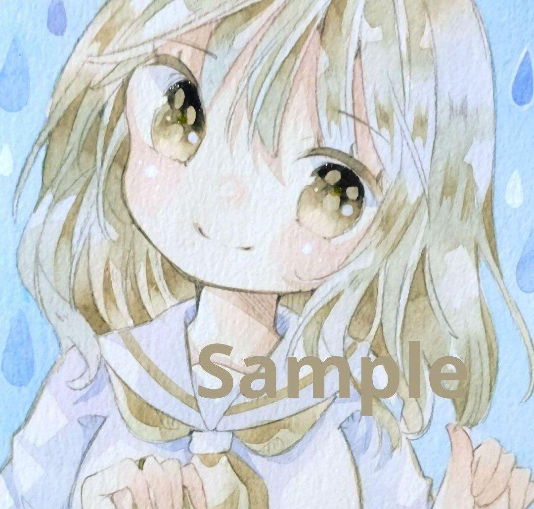 手描きイラスト オリジナル ハガキサイズ 透明水彩 - メルカリ