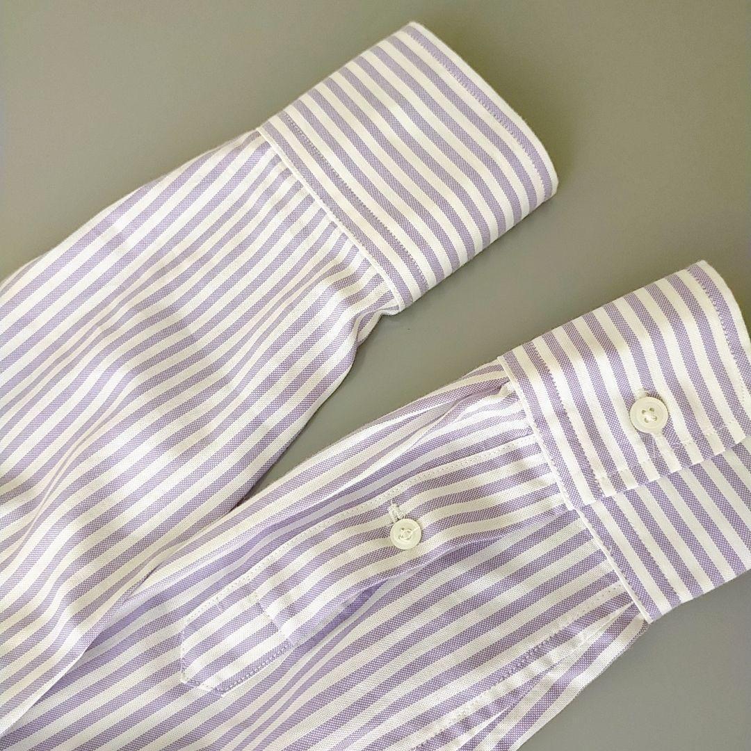 超美品　ラルフローレン　ストライプ　長袖シャツ　ポニー刺繍　ブルー系