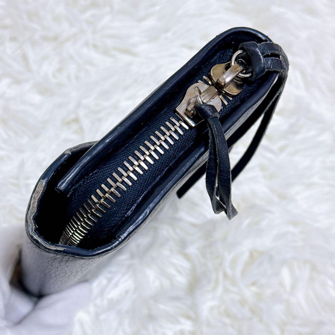 BALENCIAGA　バレンシアガ 長財布 ペーパーマニー レザー　ネイビー