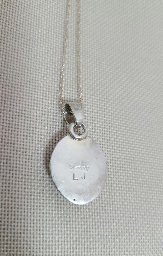 インディアンジュエリー　ホワイトターコイズネックレス LJ 刻印sterling