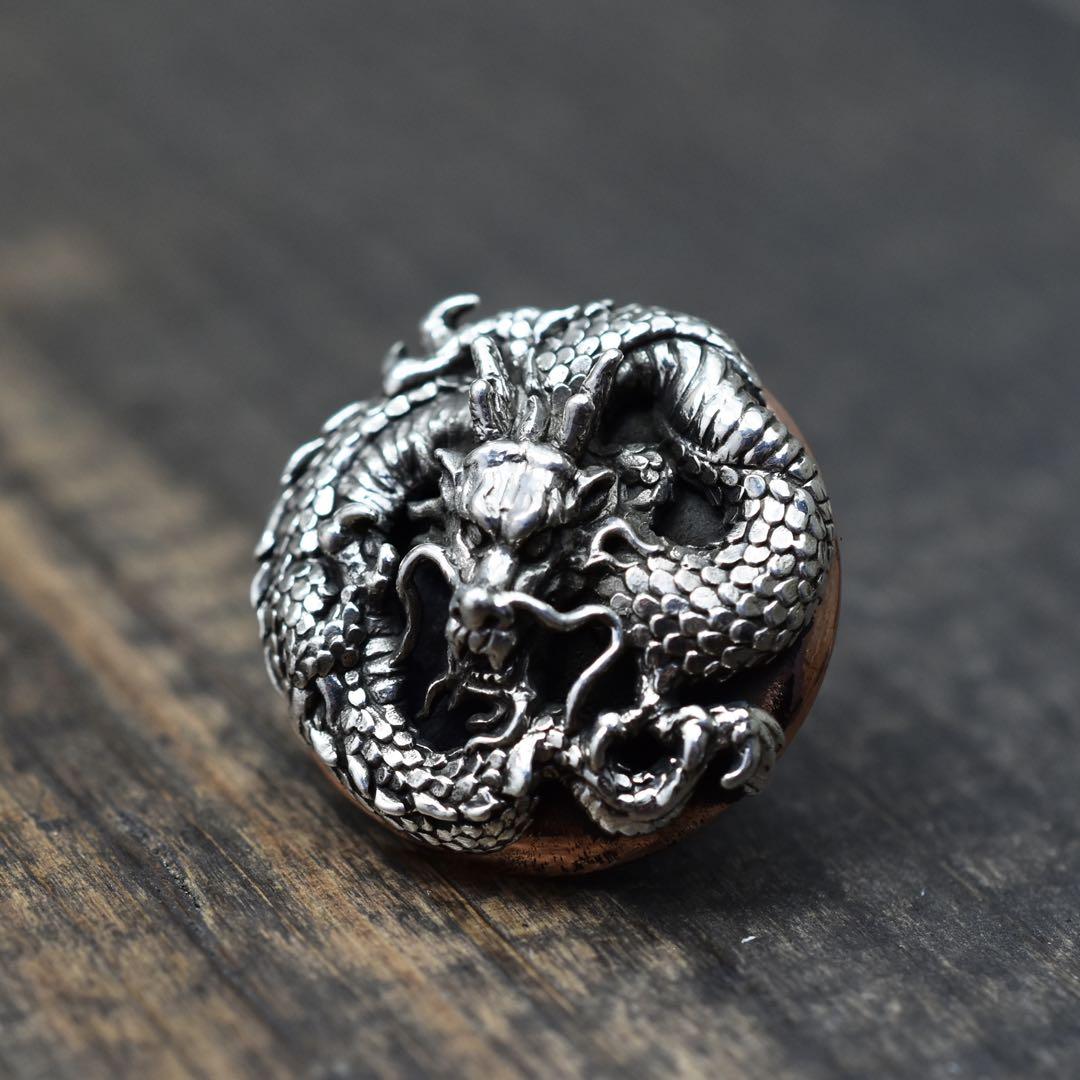 Silver925 × Copper銅昇り龍 和柄 コンチョ