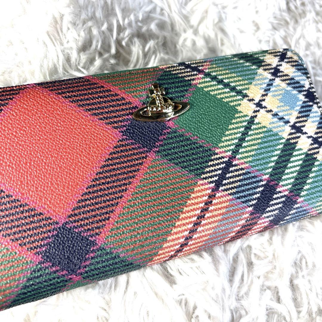【美品‼︎】ヴィヴィアンウエストウッド チェック ラウンドファスナー 長財布