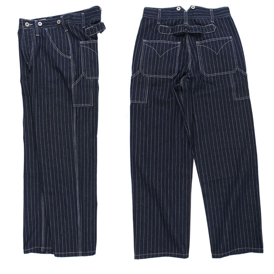 ウォバッシュ デニム ワイド パンツ ストライプ ヒッコリー XL