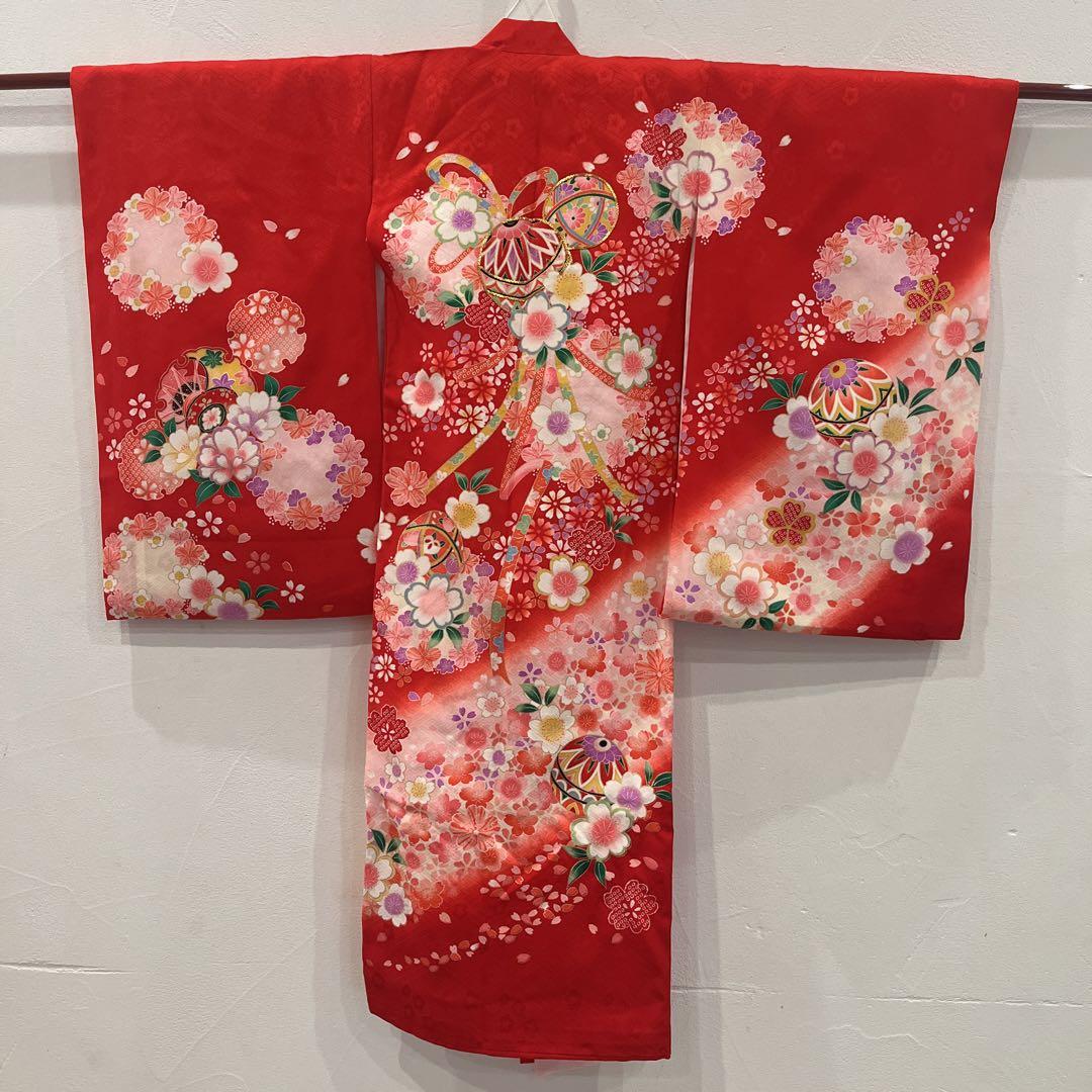 新品 正絹 着物“市松にハートの花びらを散らす桜吹雪♪”長襦袢 H-77