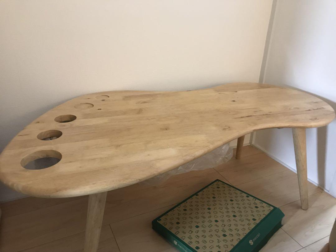 木製 不規則形状 テーブル