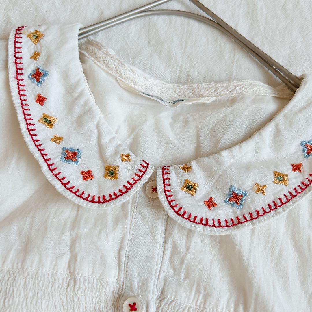 レトロ ヴィンテージ 刺繍 ブラウス 半袖 シャツ ヴィンテージ