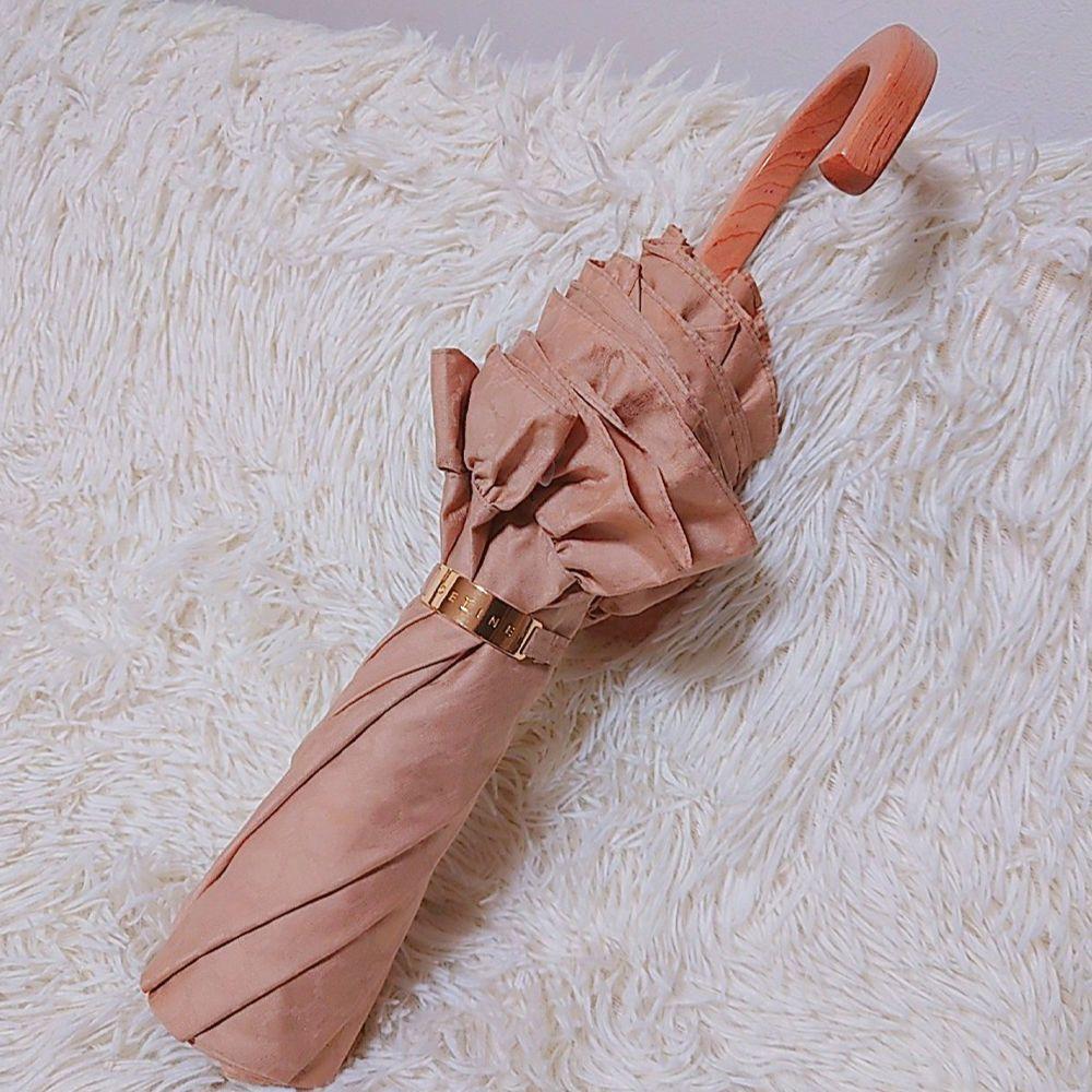セリーヌ マカダム柄フリル折りたたみ日傘
