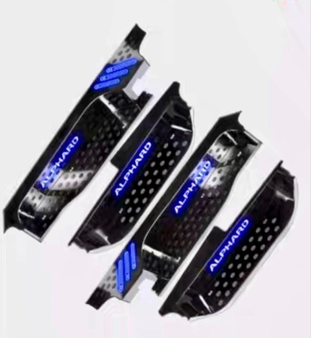新品アルファード30系 前期 後期スカッフブレードブルー点灯【ブラック】SALE