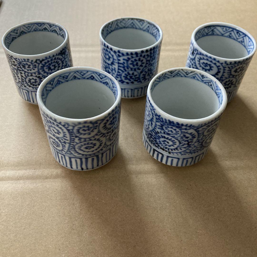 古伊万里蛸唐草ぐい呑5ヶセット
