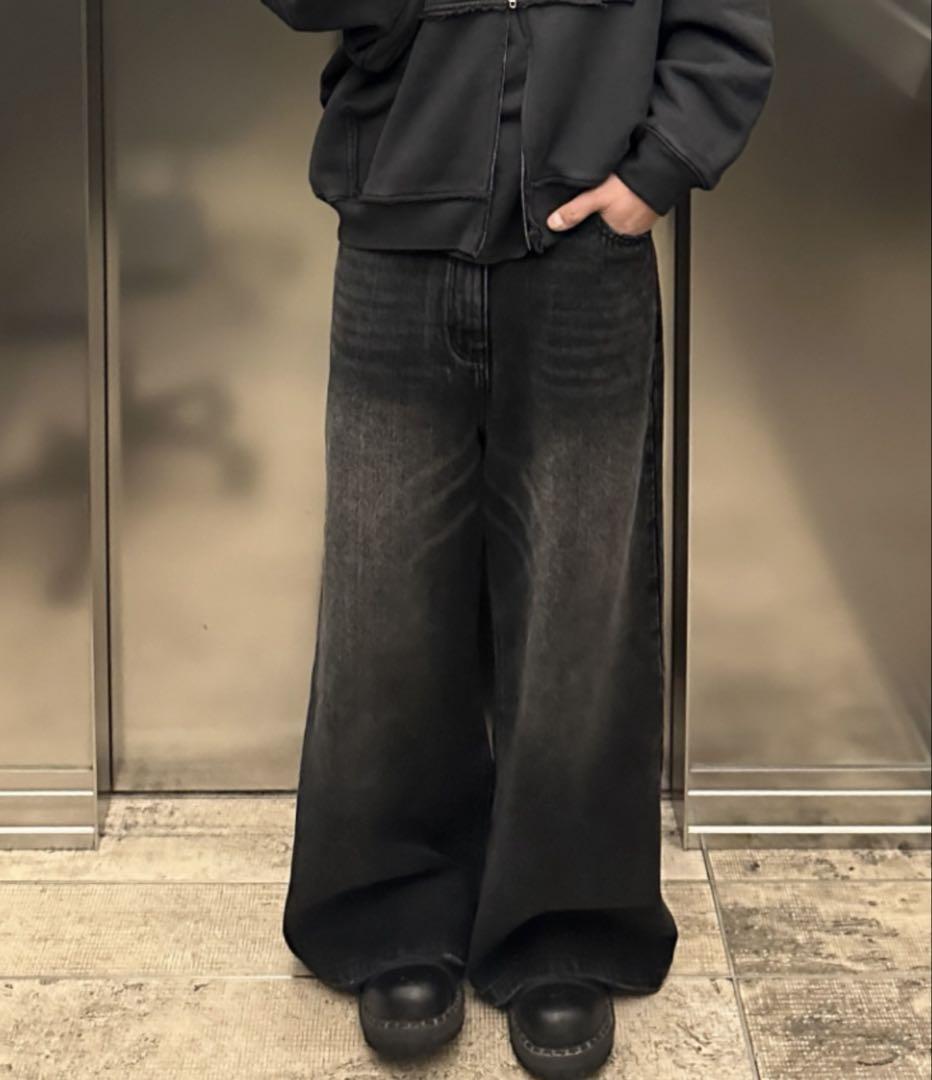 M.P.studios サイドベルト ワイドフレアデニムパンツパンツ
