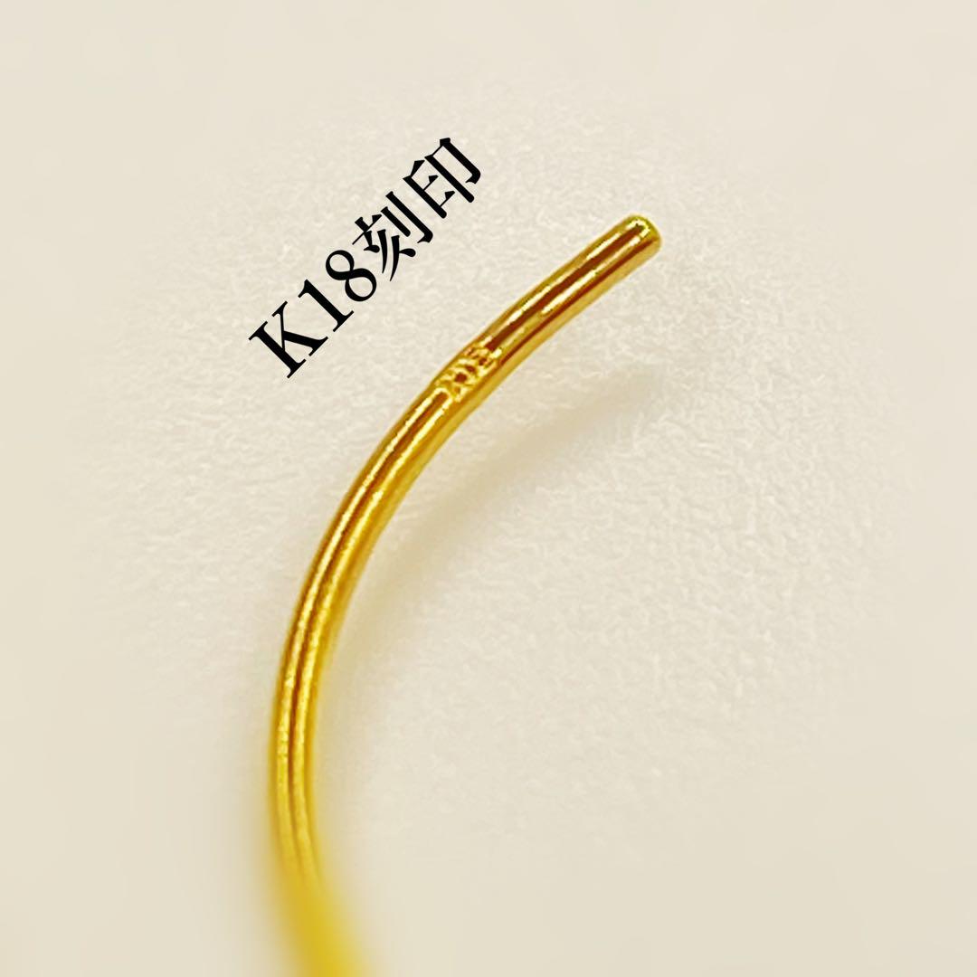 K18 18金 18k 18キン　 シンプル　フープ風 ピアス