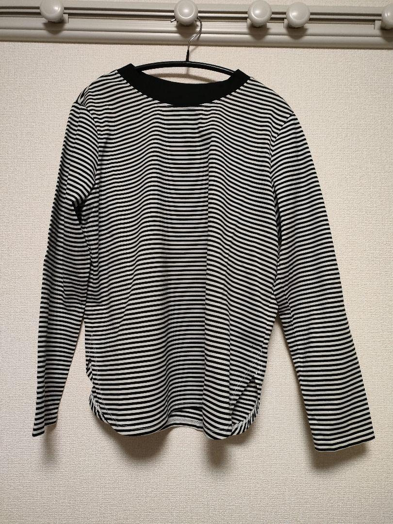 新品】147 シルケットラウンドヘムカットソー ブラックボーダー