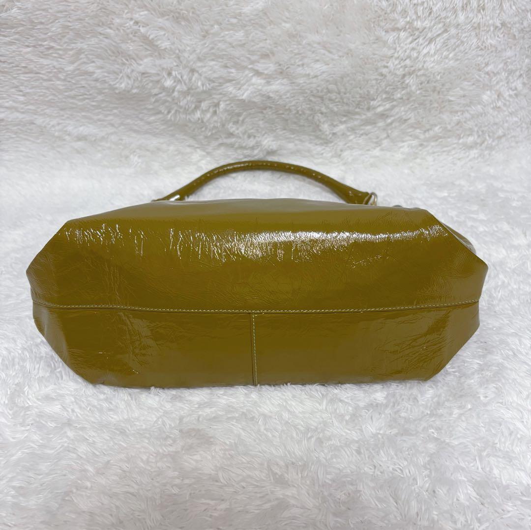 希少 ATAO ミント エナメルレザー 2way ショルダーバッグ オリーブ