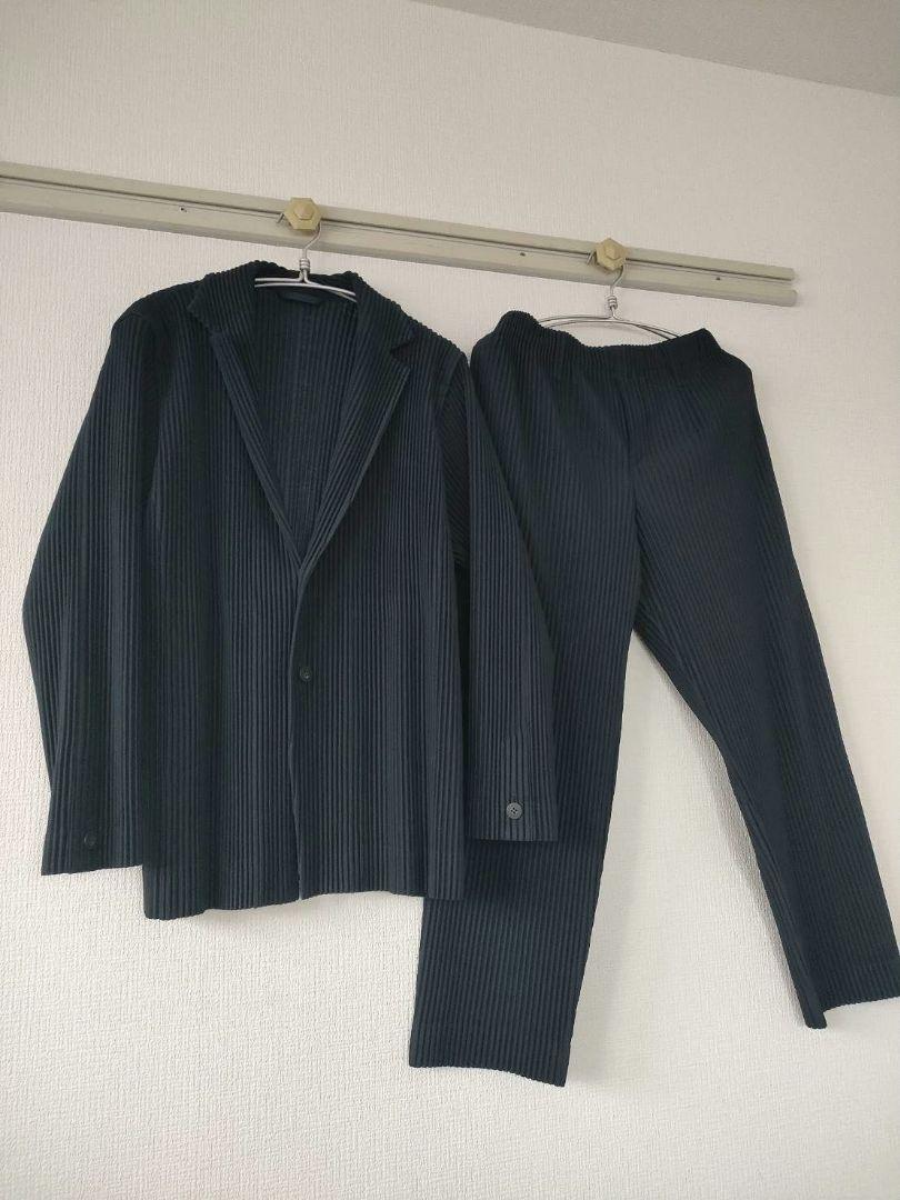 美品 HOMMEPLISSE オムプリッセ プリーツ ジャケット セットアップ