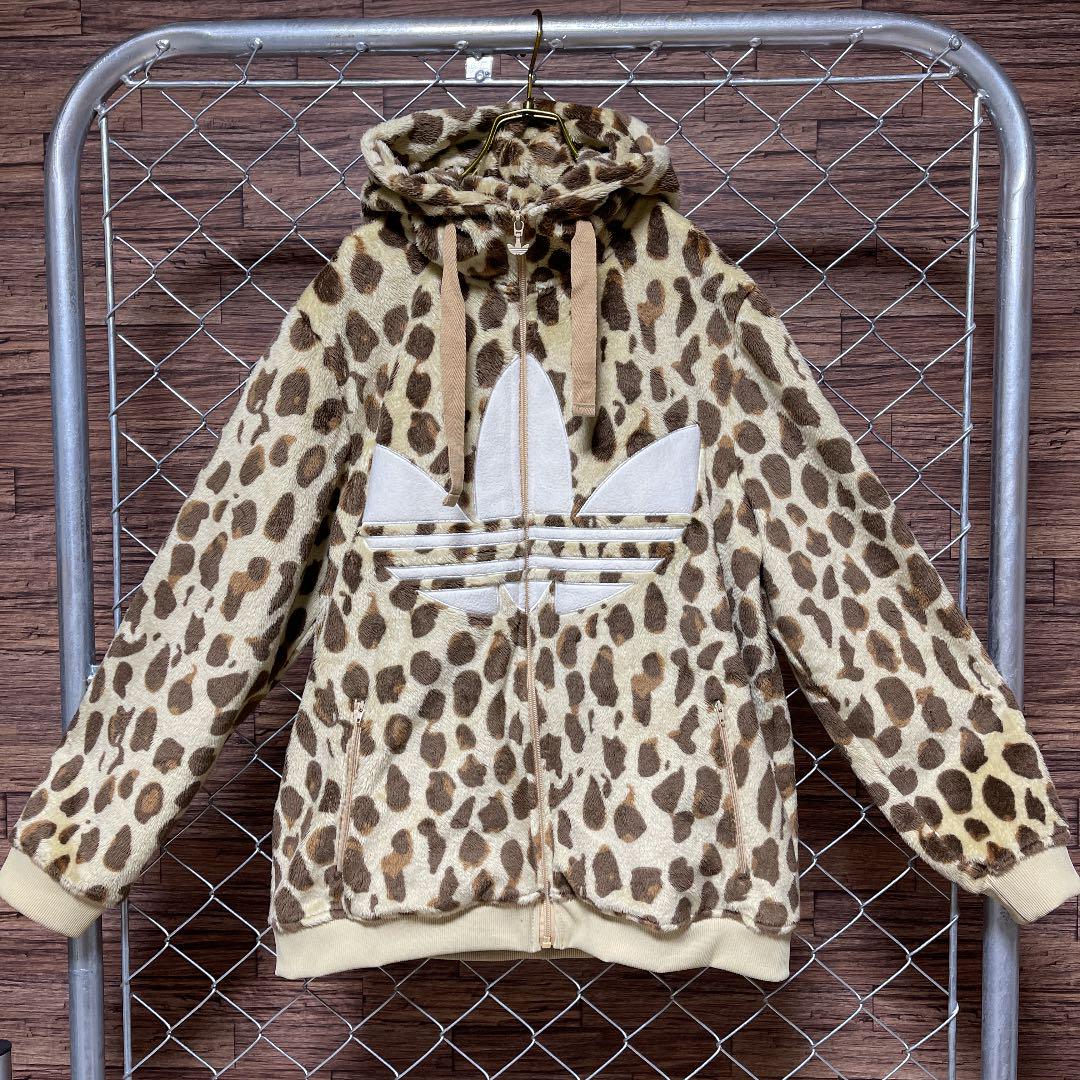 カテゴリー⋶ 古着 ヒョウ柄 デカロゴ ジップアップパーカー bayFK-m70415022626 90's adidas のアディダ