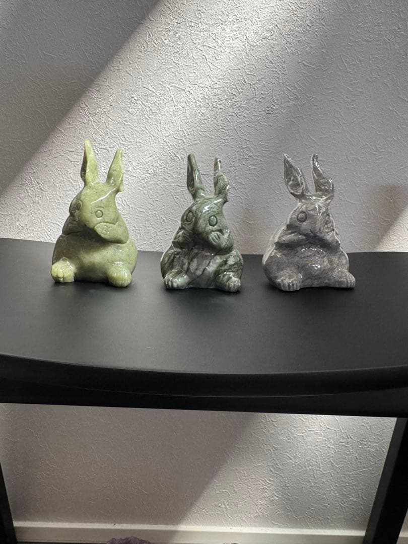天然石 うさぎ三兄弟 ジェイド・ネフライト・ピカソジャスパー 縁起物