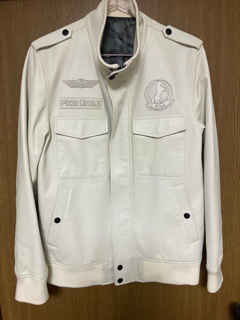 Barassi Pizza Line 3 ホワイトレザー　ライダースジャケット