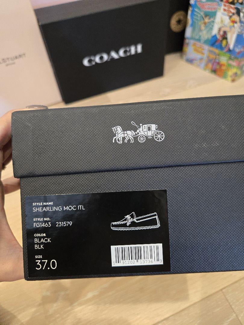 COACH 黒 スエード ファー ローファー