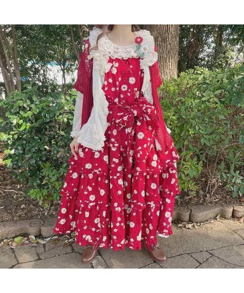 PINK HOUSE ひな菊 トビー サコッシュベルト付き4段フリルワンピース