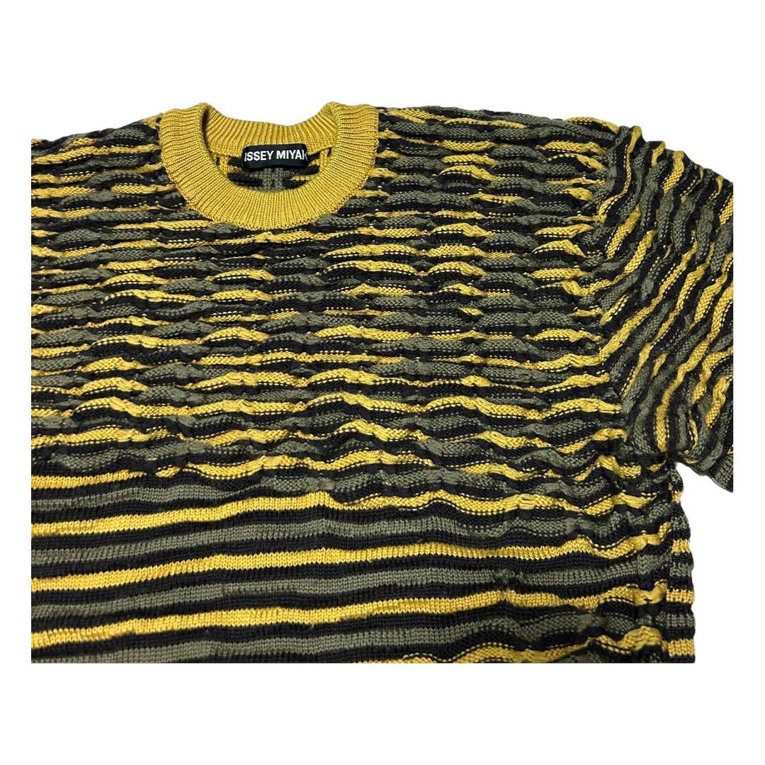 90s〜 ISSEY MIYAKE セーター 黒タグ 3D イエロー M表記