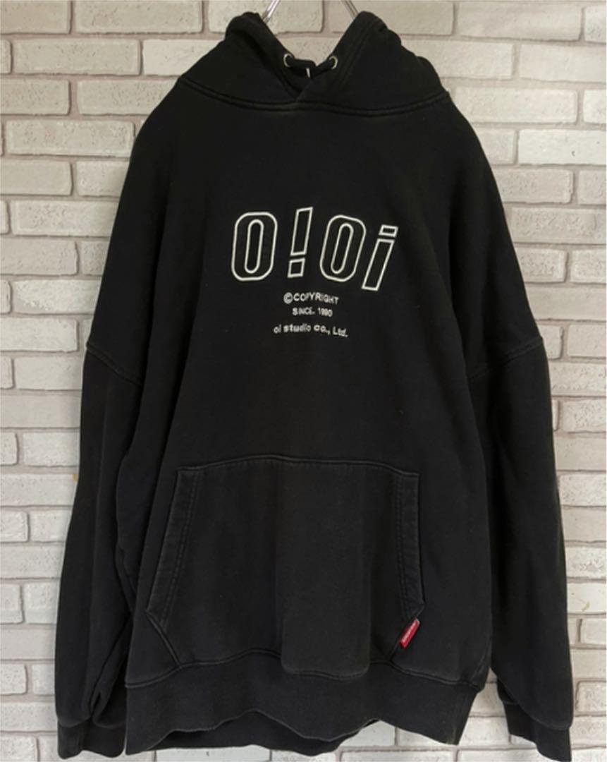 人気韓国ブランド 5252 L Oioi パーカー ブラック 刺繍ロゴ 欲しいの Oioi