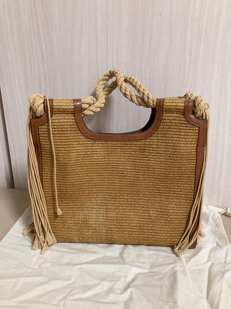 定番MARNI marcel ロープ ラフィア タッセル ロゴカゴバッグ