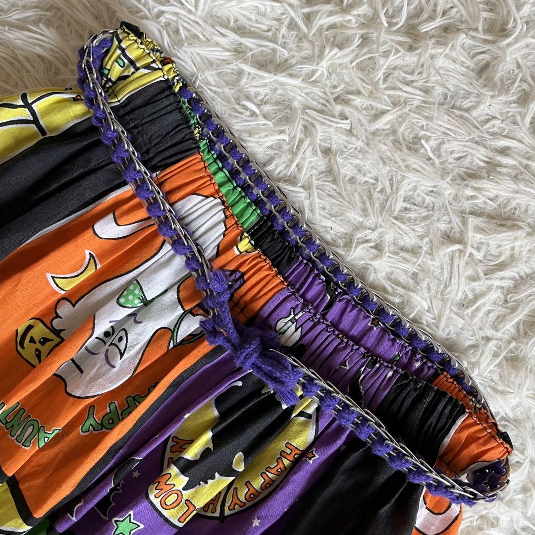 ヴィンテージ USA生地 ハロウィン ハンドメイド スカート 缶プルタブベルト