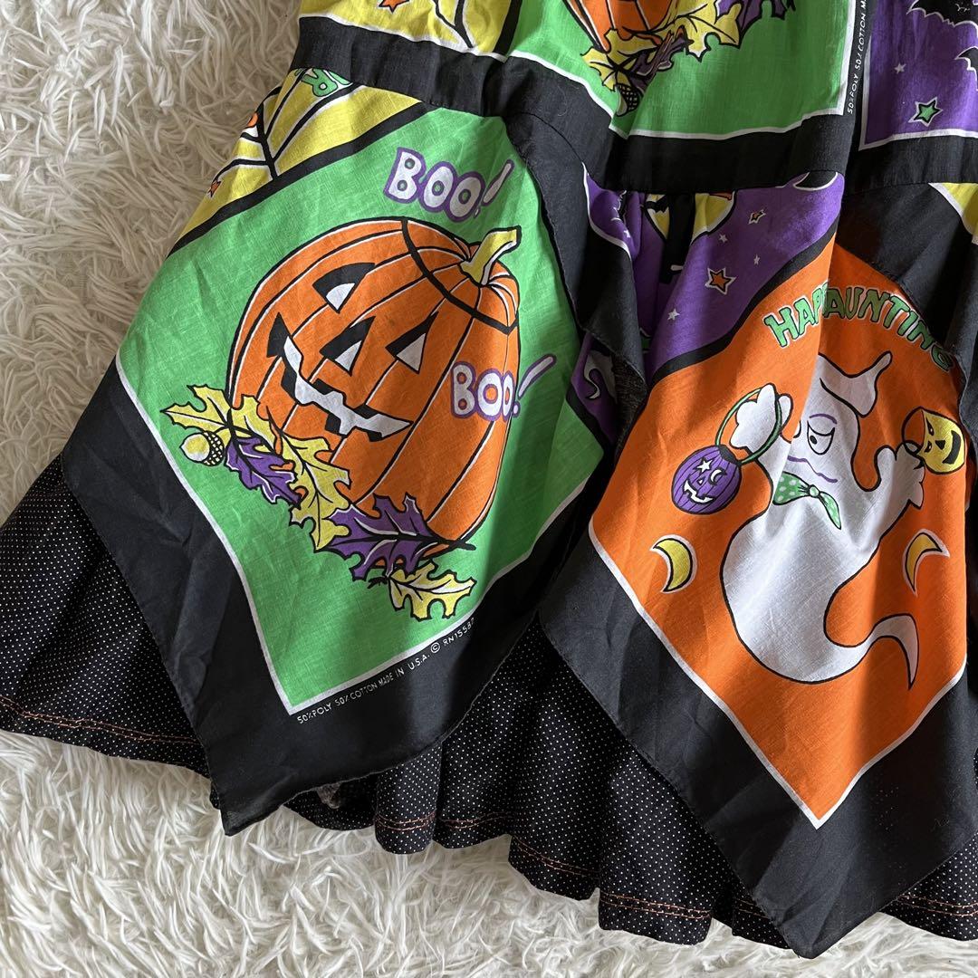 ヴィンテージ USA生地 ハロウィン ハンドメイド スカート 缶プルタブベルト