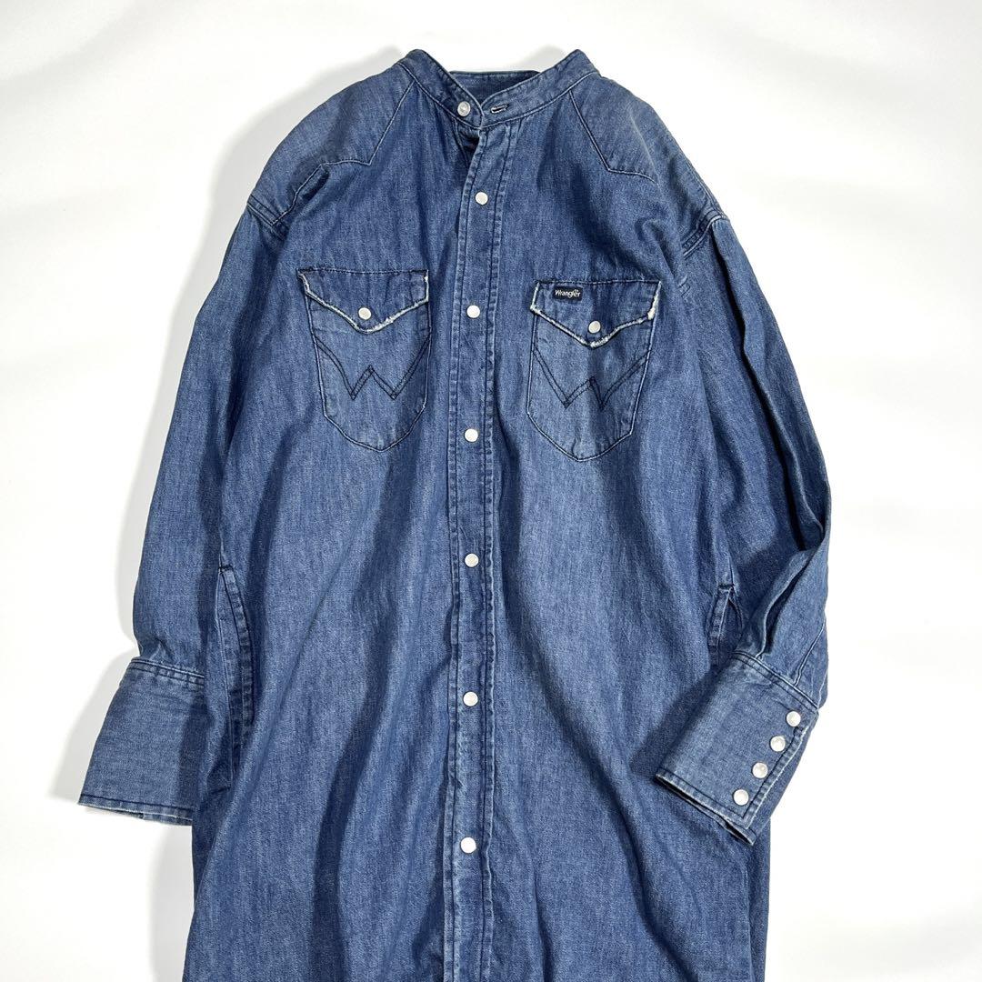 SHIPS シップス別注 Wrangler デニムワンピース バンドカラー