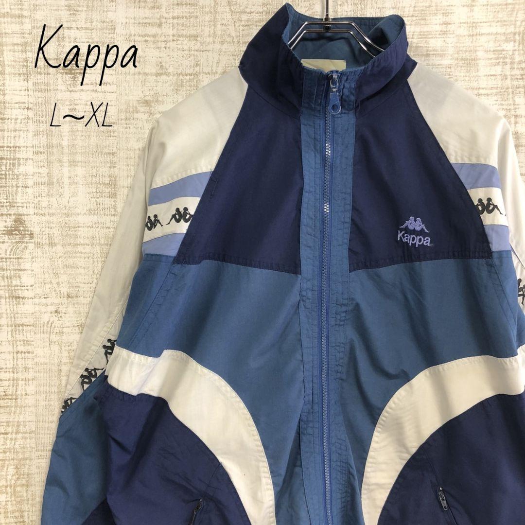 Kappa　カッパ　刺繍ロゴ　ナイロンジャケット　ブルー　ネイビー　XL 古着