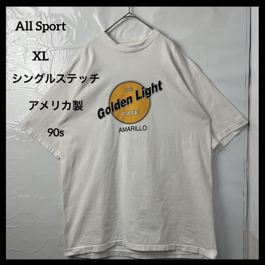 ホワイトtシャツ オールスポーツ アメリカ製 ヴィンテージ90s 企業ロゴ 古着