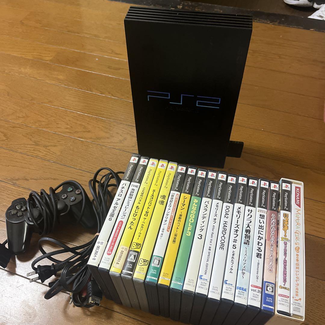 PlayStation 2 本体 + コントローラー 【ジャンク】　ソフト16本