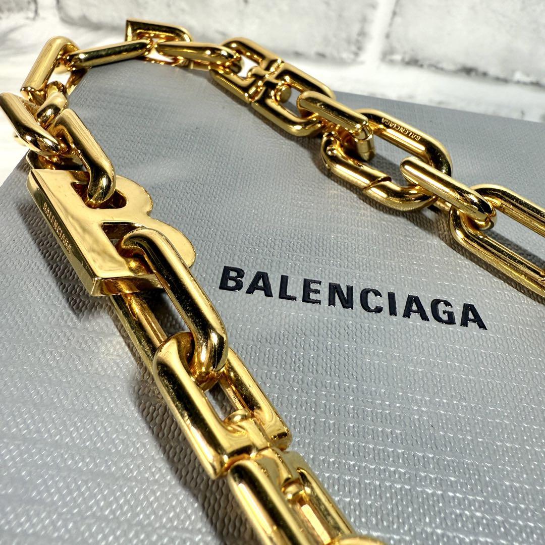 美品 BALENCIAGA ネックレス thin B ロゴ ゴールド チェーン