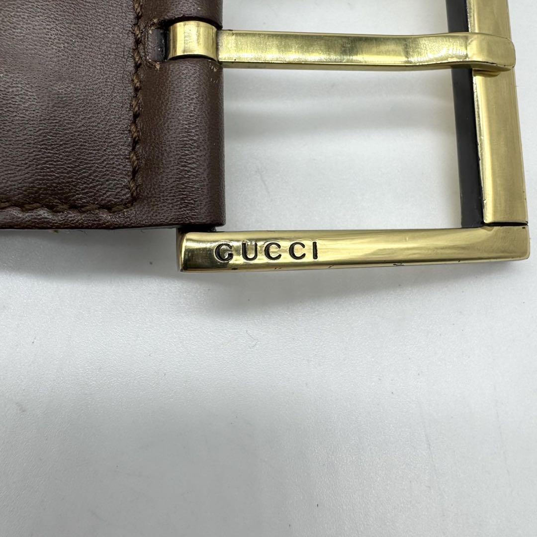 ✨希少✨グッチ ベルト GG柄 ゴールド金具 ロゴ刻印 キャンバス レザー
