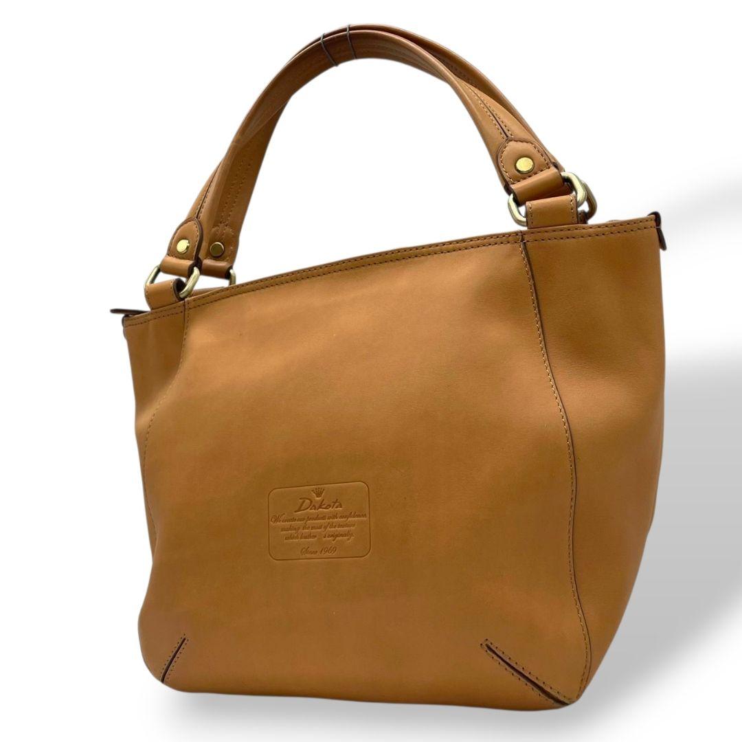 極美品　ダコタ　トートバッグ　茶　ロゴ　Dakota　レザー　本革　u11