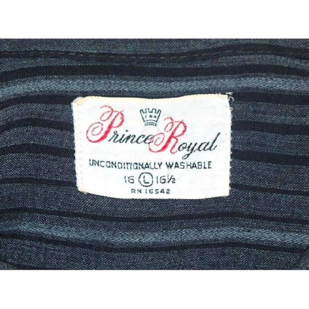 ▪️50's PRINCE ROYAL シャツ レーヨン ストライプ ボックス 青