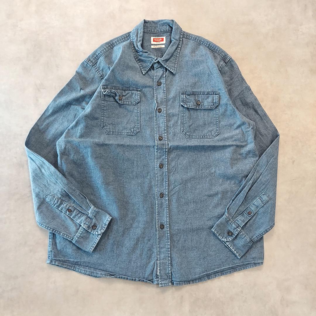 Wrangler ラングラー デニムシャツ ブルー 古着 XL 青 14468