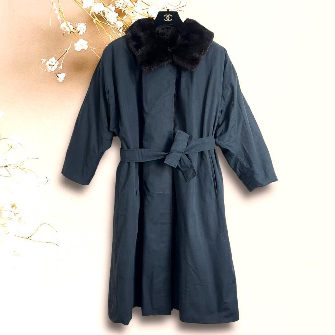 ☆美品☆フェンディ ミンク リバーシブル ロングコート MINK ブラック 黒 画像5
