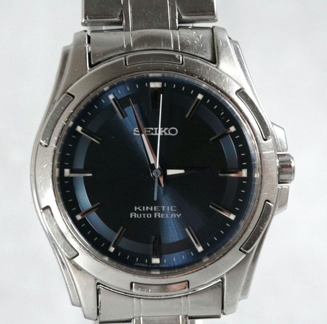 SEIKO セイコー キネティック オートリレー ネイビー 腕時計 メンズ
