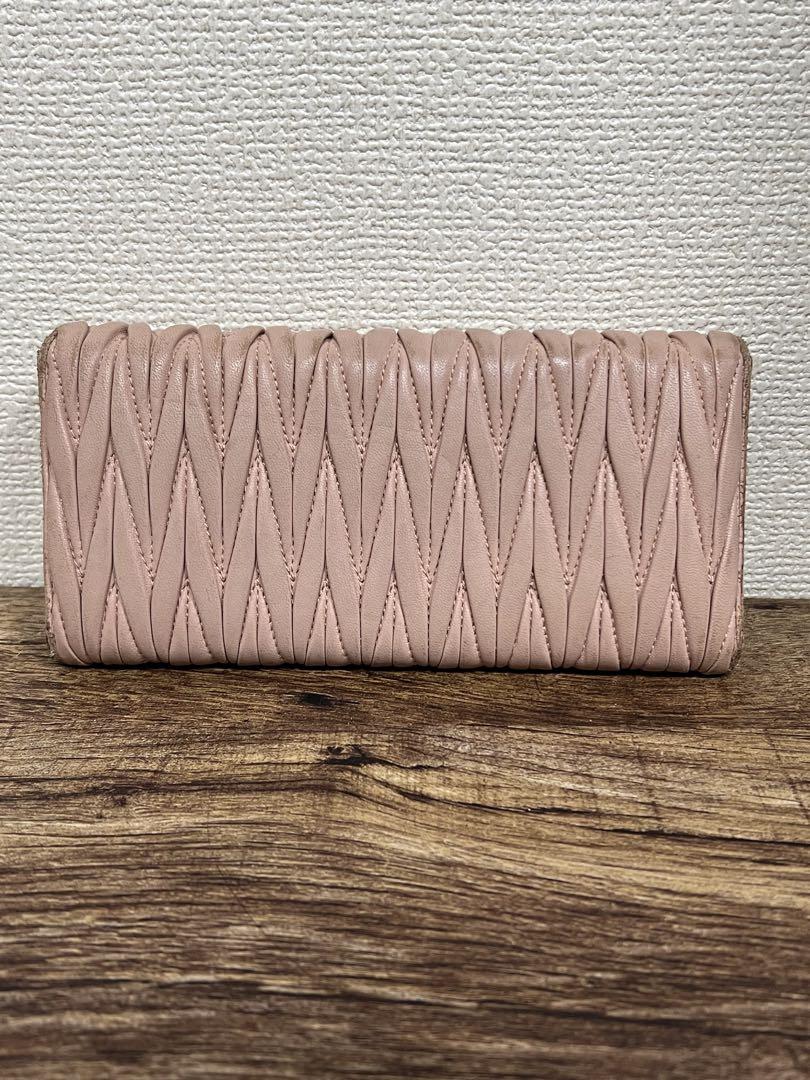MIU MIU マテラッセ ピンクビジュー 長財布 Wホック ピンク