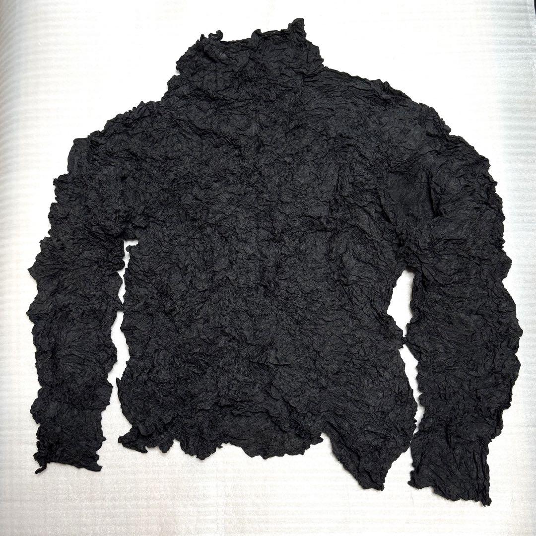 ISSEY MIYAKE イッセイミヤケ ハイネック　皺加工　長袖　ブラック M