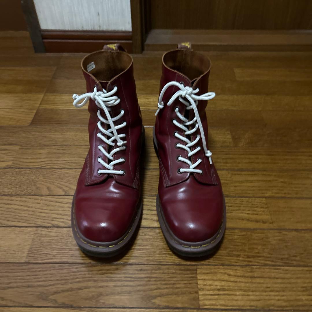 Dr.Martens 8ホール　黒　チェリーレッド　イングランド製　茶芯　2足