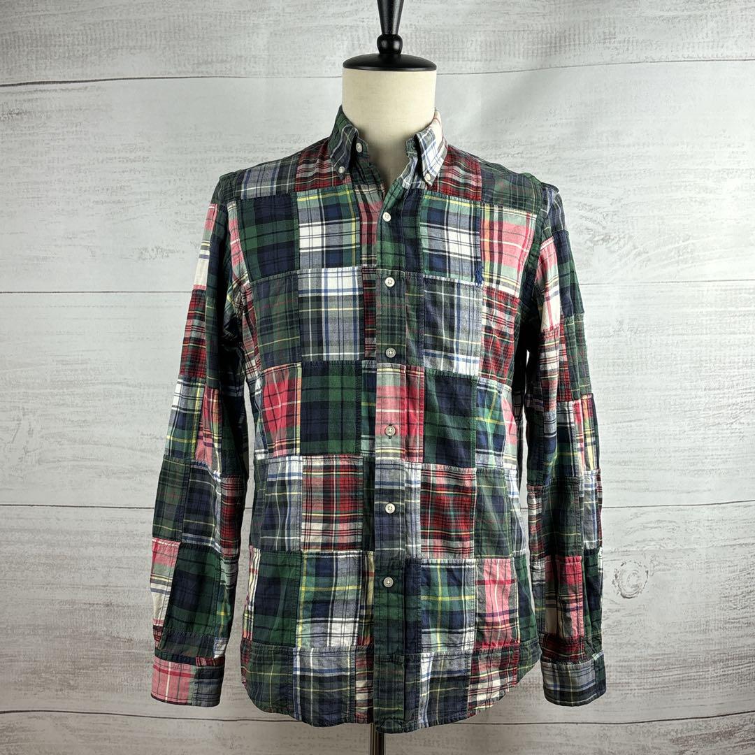 【美品】Ralph Laurenラルフローレン パッチワーク 長袖シャツ