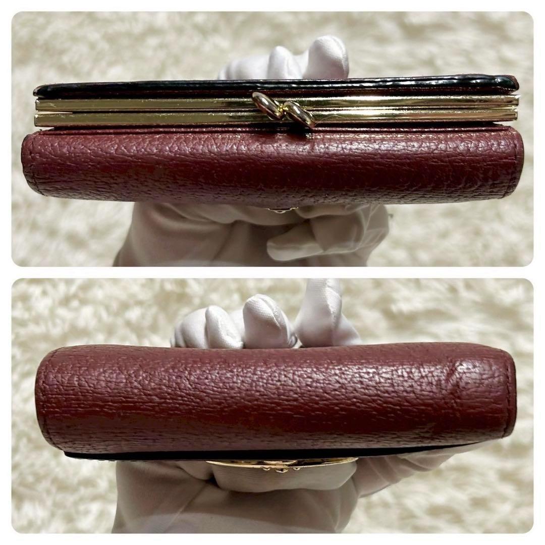 美品　ヴィヴィアン がま口　三つ折り財布　金オーブ　エグゼクティブ　ボルドー　赤
