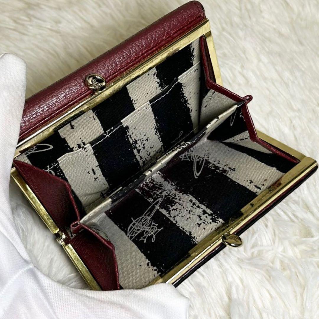 美品　ヴィヴィアン がま口　三つ折り財布　金オーブ　エグゼクティブ　ボルドー　赤