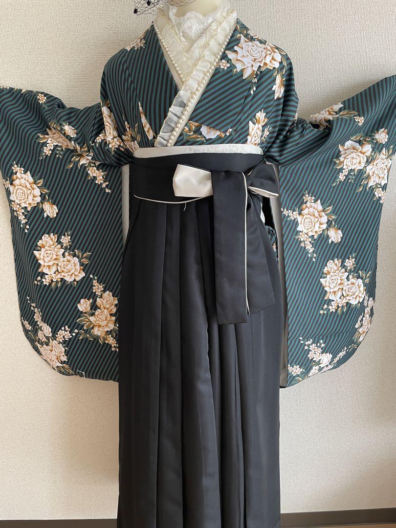 ラスト❶点卒業式 レトロモダン❷点セット二尺袖着物、袴、 ラスト❶点卒業式 レトロモダン❷点セット二尺袖着物、袴、