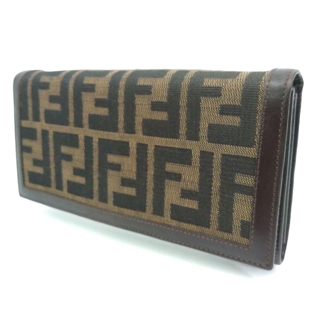 【極美品】FENDI フェンディ 長財布 ズッカ柄 ロゴ キャンバス×レザー