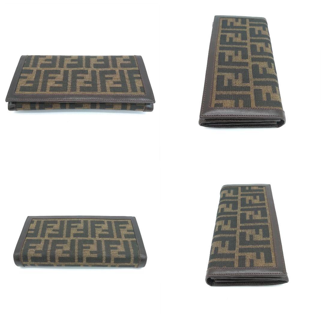 【極美品】FENDI フェンディ 長財布 ズッカ柄 ロゴ キャンバス×レザー