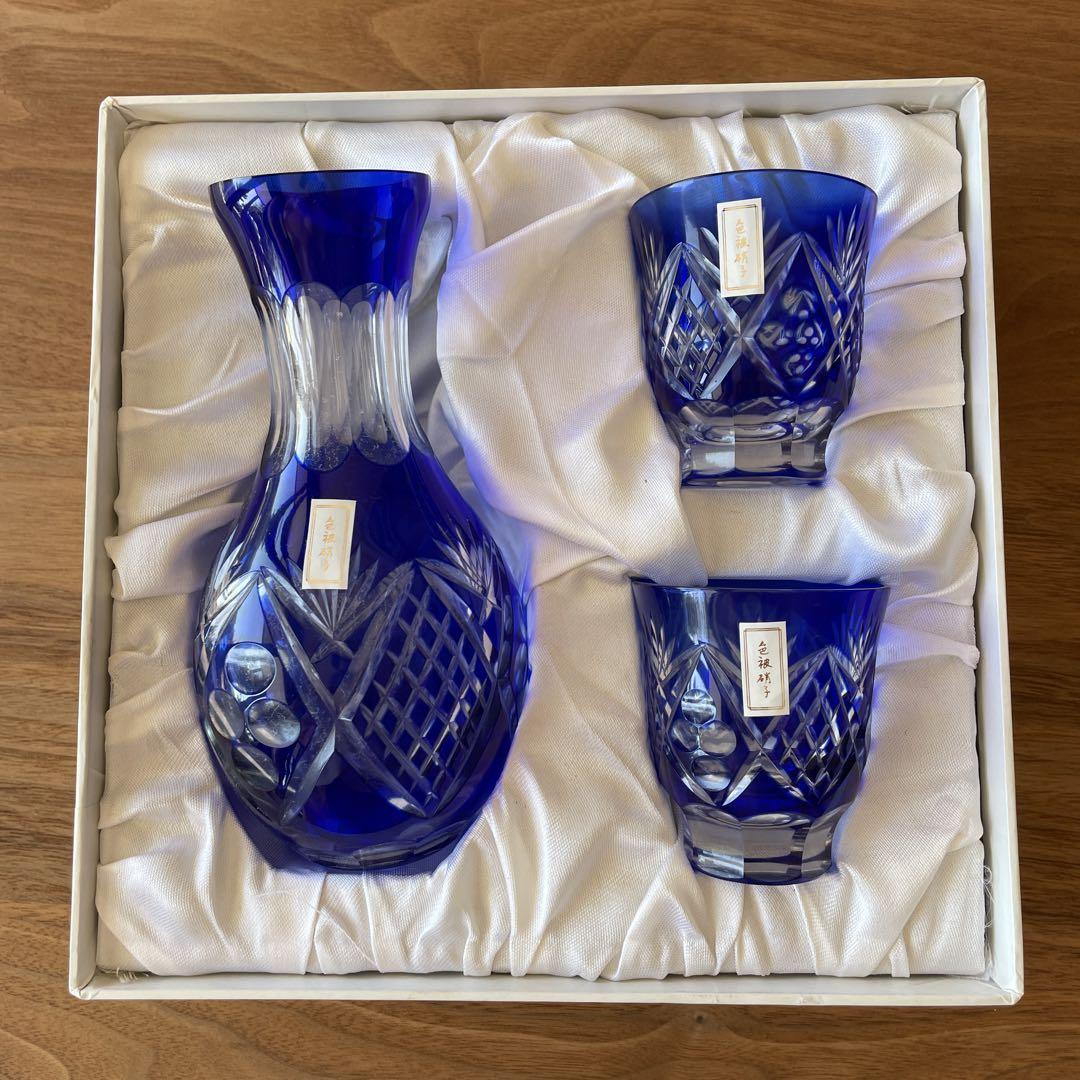 新品切子ガラス酒器セット